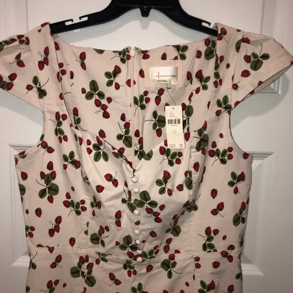 New Anthropologie The Cecily Fit & Flare Sweetheart Dress Strawberry sz L - Picture 4 of 8